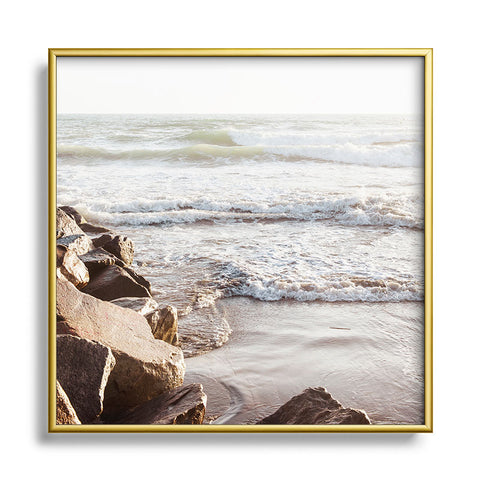 Bree Madden Jetty Waves Square Metal Framed Art Print