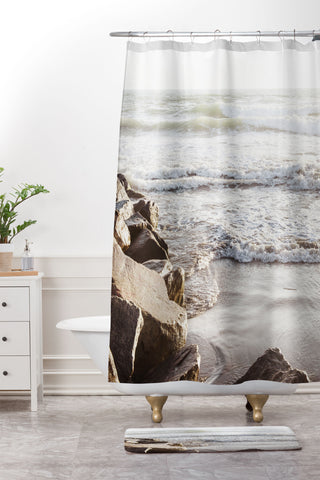 Bree Madden Jetty Waves Shower Curtain And Mat