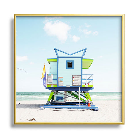 Bree Madden Miami Blue Square Metal Framed Art Print