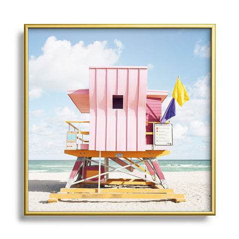 Bree Madden Miami Pink Square Metal Framed Art Print
