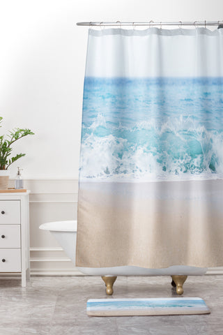 Bree Madden Pale Blue Sea Shower Curtain And Mat