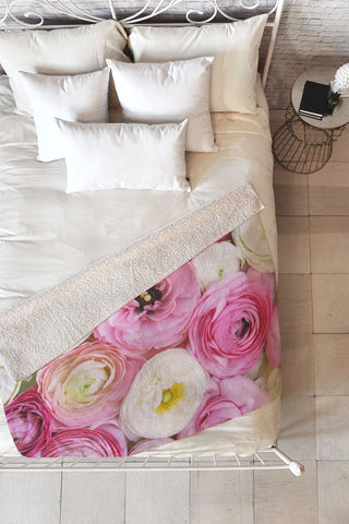 Bree Madden Pastel Floral Fleece Throw Blanket