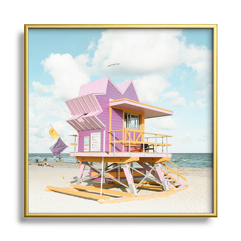 Bree Madden Pastel Miami Square Metal Framed Art Print