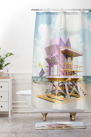 Bree Madden Pastel Miami Shower Curtain And Mat