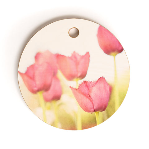 Bree Madden Pink Tulips Cutting Board Round