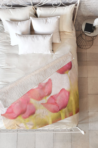 Bree Madden Pink Tulips Fleece Throw Blanket