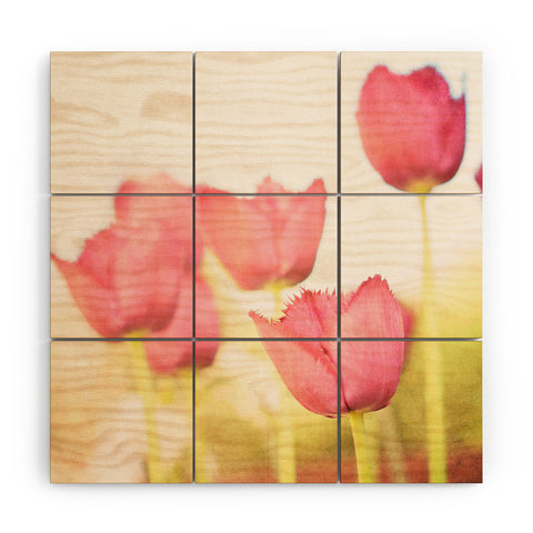 Bree Madden Pink Tulips Wood Wall Mural