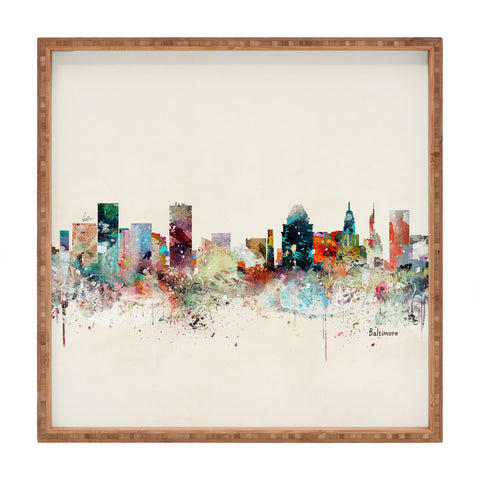 Brian Buckley baltimore maryland skyline Square Tray