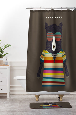Brian Buckley Bear Cool Shower Curtain And Mat