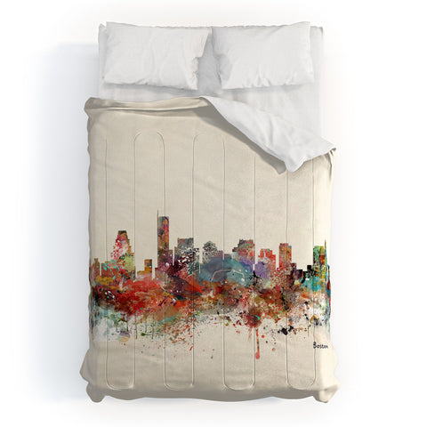 Brian Buckley Boston city watercolor Comforter