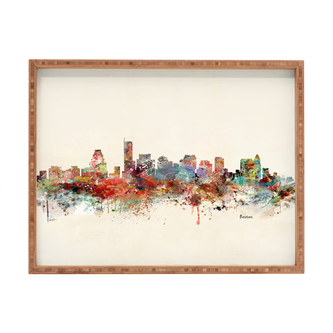 Brian Buckley Boston city watercolor Rectangular Tray