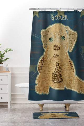 Brian Buckley Boxer Puppy Shower Curtain And Mat
