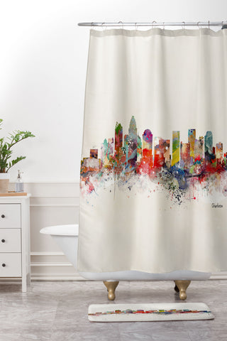 Brian Buckley charlotte city skyline Shower Curtain And Mat