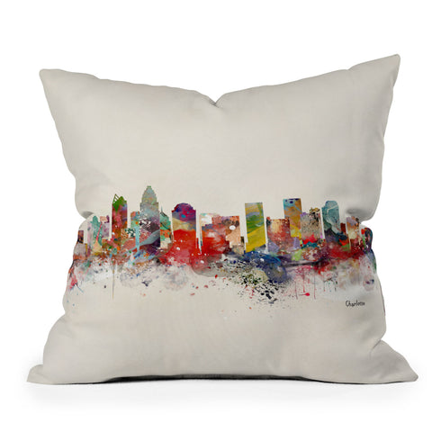 Brian Buckley charlotte city skyline Throw Pillow