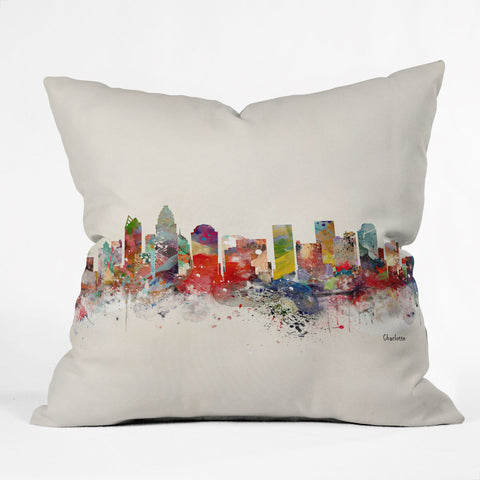 Brian Buckley charlotte city skyline Outdoor Throw Pillow