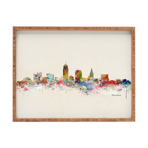 Brian Buckley cleveland ohio skyline Rectangular Tray