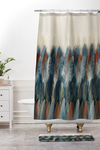 Brian Buckley feather moon Shower Curtain And Mat