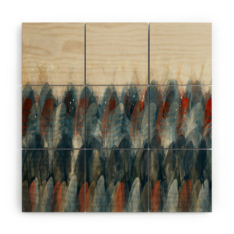 Brian Buckley feather moon Wood Wall Mural