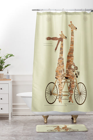 Brian Buckley Giraffes Days Shower Curtain And Mat
