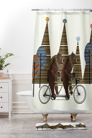 Brian Buckley Grizzly Days Lets Tandem Shower Curtain And Mat