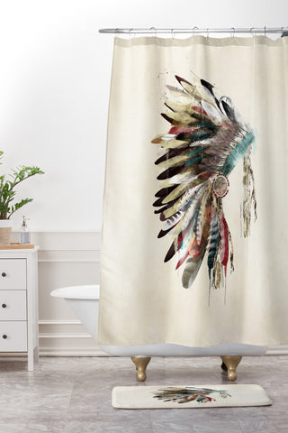 Brian Buckley native headdress Shower Curtain And Mat