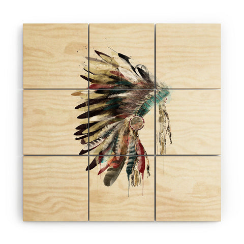 Brian Buckley native headdress Wood Wall Mural