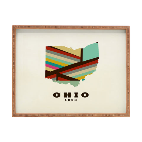 Brian Buckley ohio state map modern Rectangular Tray