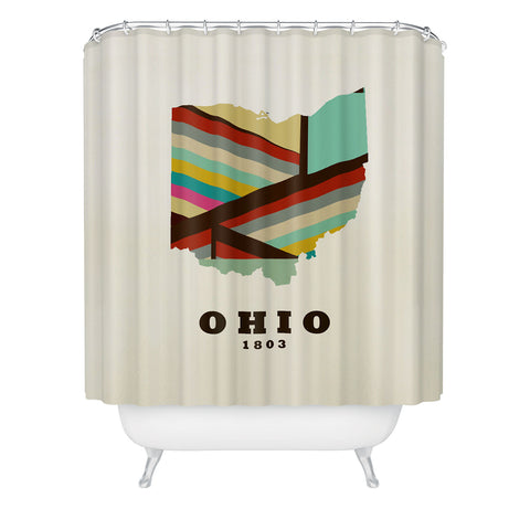 Brian Buckley ohio state map modern Shower Curtain