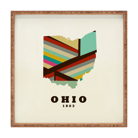 Brian Buckley ohio state map modern Square Tray