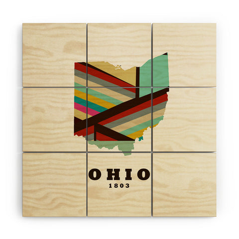 Brian Buckley ohio state map modern Wood Wall Mural