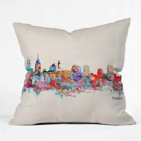 Brian Buckley philadelphia skyline Outdoor Throw Pillow