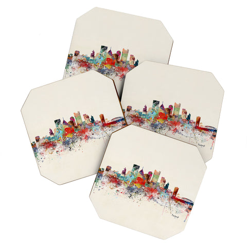 Brian Buckley pittsburgh city skyline Coaster Set