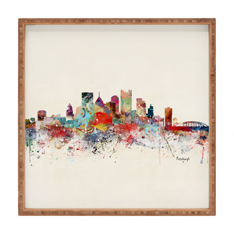 Brian Buckley pittsburgh city skyline Square Tray