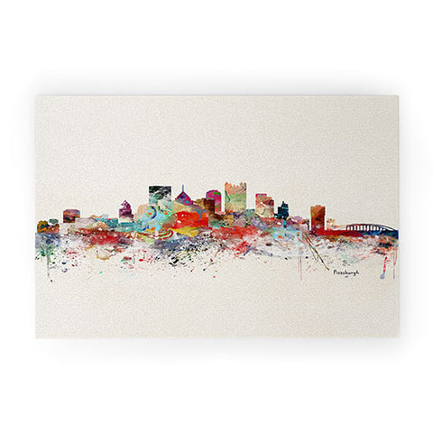 Brian Buckley pittsburgh city skyline Welcome Mat
