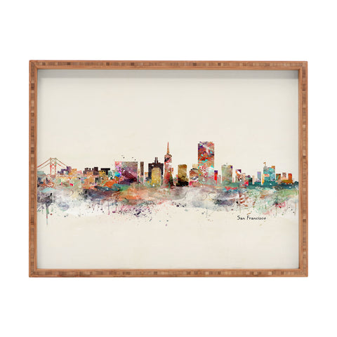 Brian Buckley san francisco skyline Rectangular Tray