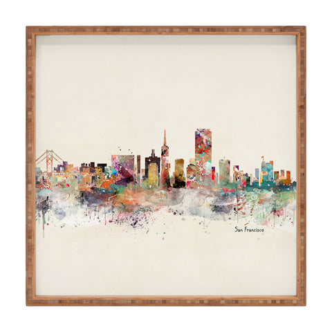 Brian Buckley san francisco skyline Square Tray