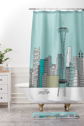 Brian Buckley Seattle City Shower Curtain And Mat