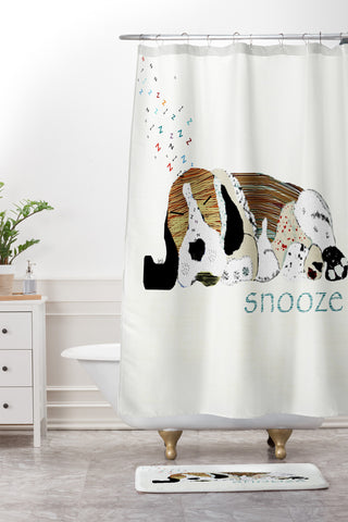 Brian Buckley Snooze Dog Shower Curtain And Mat