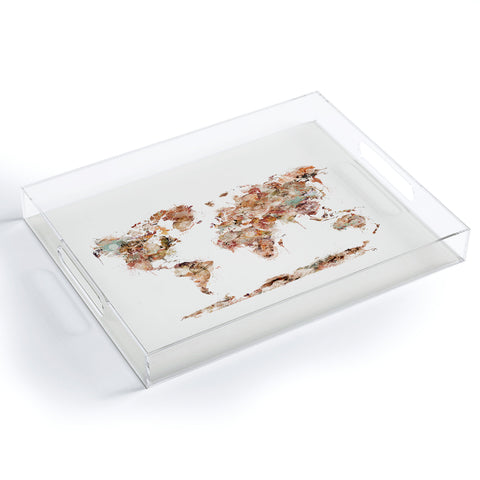 Brian Buckley world map watercolor Acrylic Tray