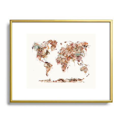 Brian Buckley world map watercolor Metal Framed Art Print
