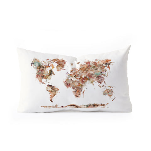 Brian Buckley world map watercolor Oblong Throw Pillow