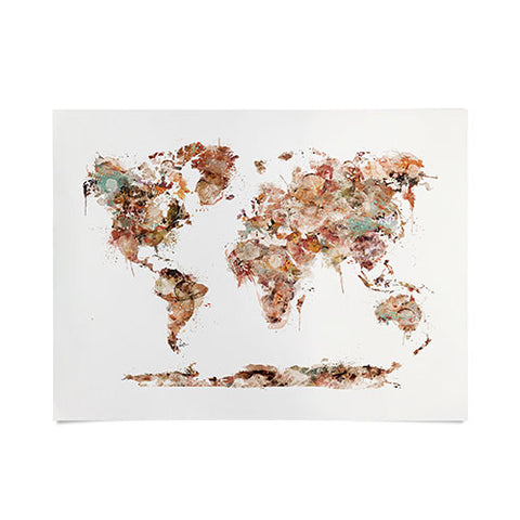 Brian Buckley world map watercolor Poster