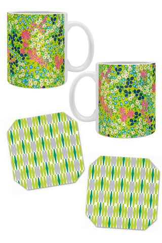 Bright Green Mug and Coaster Set