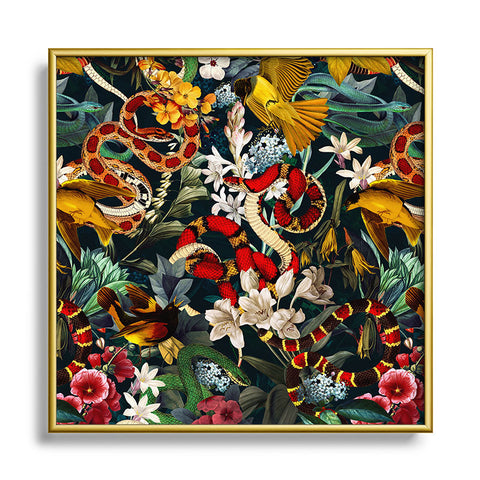 Burcu Korkmazyurek Birds and Snakes II Metal Square Framed Art Print