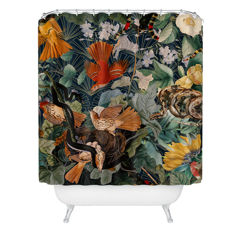 Burcu Korkmazyurek Birds and Snakes Shower Curtain