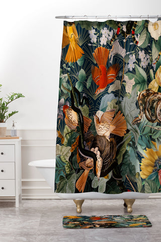 Burcu Korkmazyurek Birds and Snakes Shower Curtain And Mat