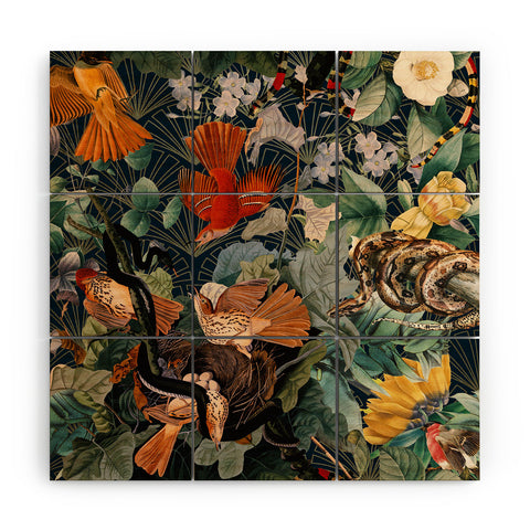 Burcu Korkmazyurek Birds and Snakes Wood Wall Mural