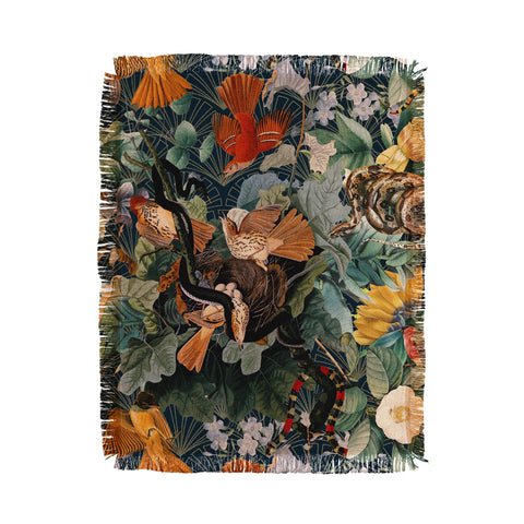 Burcu Korkmazyurek Birds and Snakes Throw Blanket