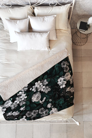 Burcu Korkmazyurek Botanical Night Fleece Throw Blanket