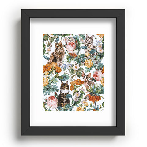 Burcu Korkmazyurek Cat and Floral Pattern III Recessed Framing Rectangle
